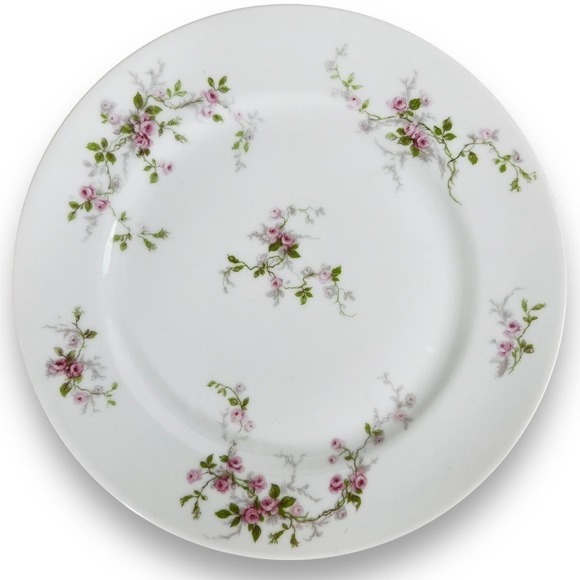 Theodore Haviland Limoges Pink Floral Luncheon Plate 1930s France 8 5/8" - Picture 1 of 5